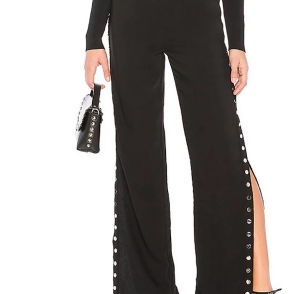 REVOLVE Pants - REVOLVE Black Wide-Leg Pants with Metallic Details